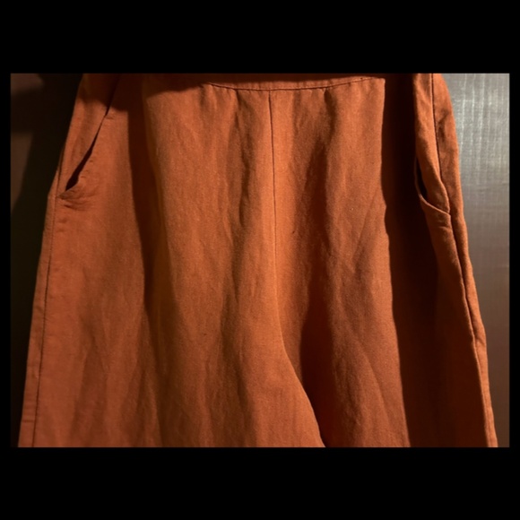 NWOT Urban Outfitters Linen Tie Front Wide Leg Cropped Pants Rust Orange Size S - Picture 5 of 16